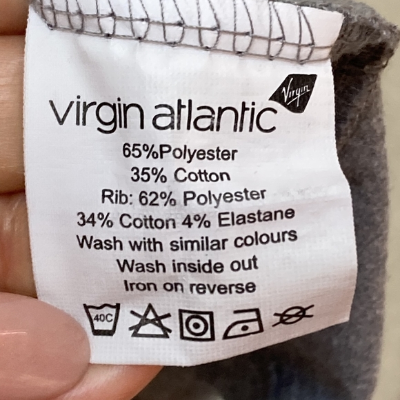 Preloved Virgin Atlantic Men's Oversized Grey Marl Long Sleeve T-Shirt Size UK L - Picture 7 of 10